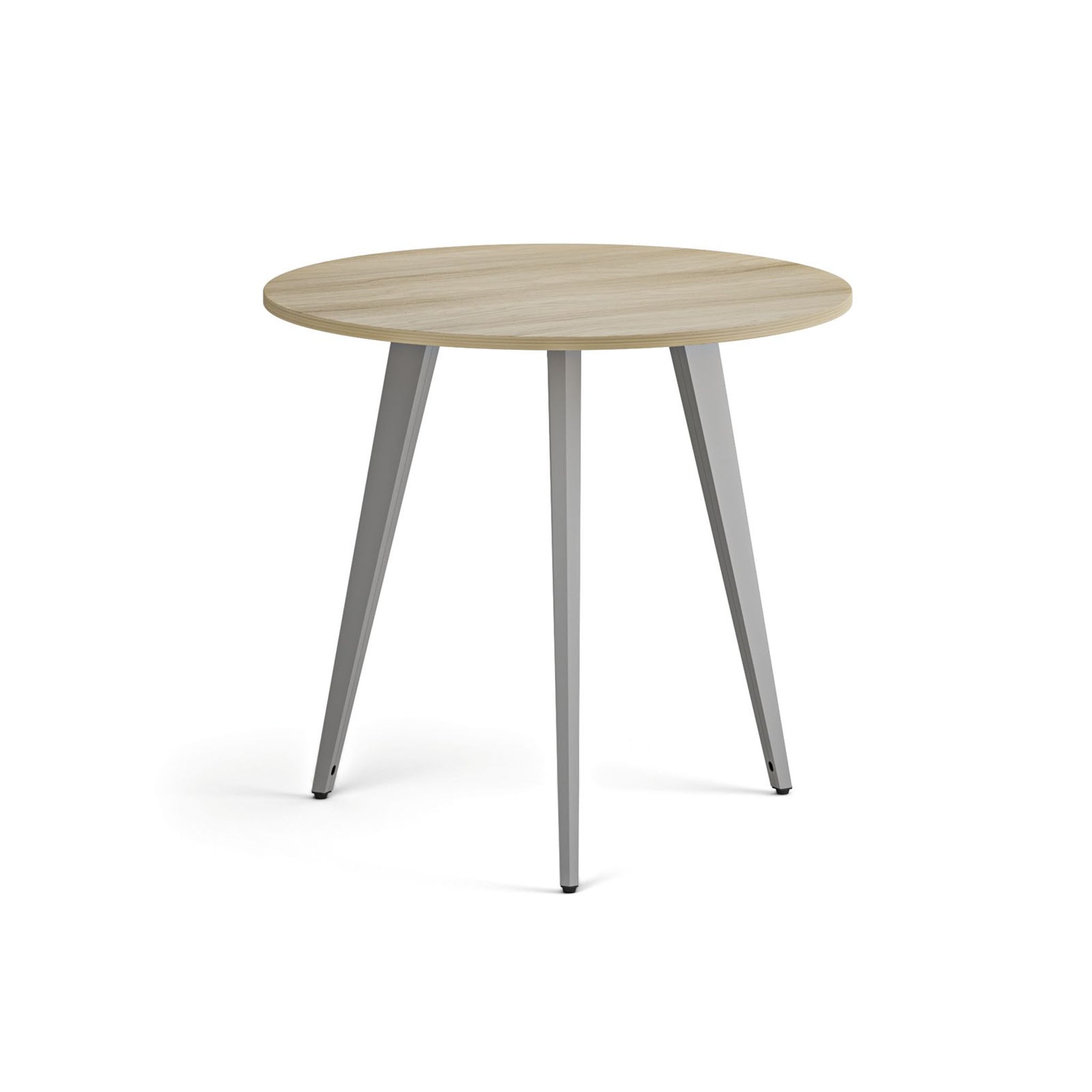Couchtisch PRIMO VIBE, Durchmesser 80 cm, graues Metallgestell, Eiche natur
