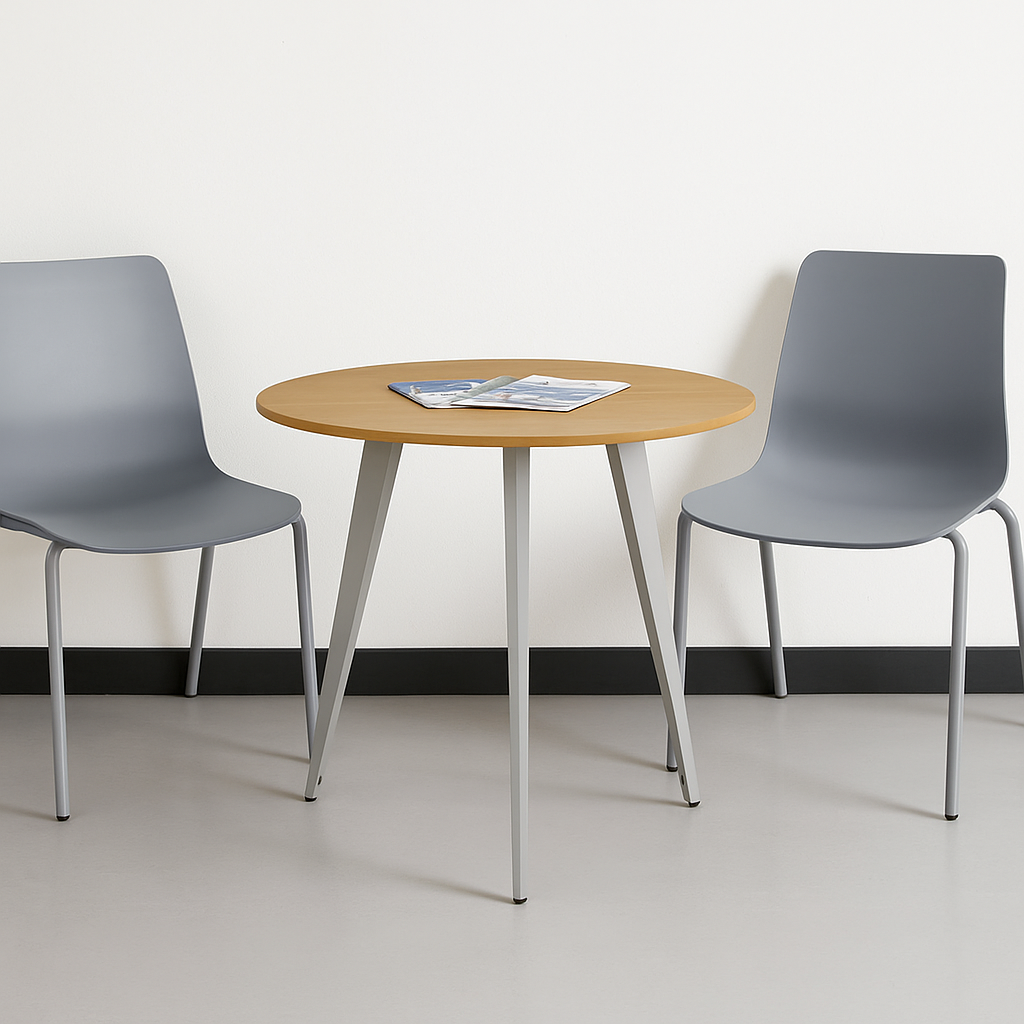 B2B Partner Couchtisch PRIMO VIBE, Durchmesser 80 cm, graues Metallgestell, Eiche natur 2