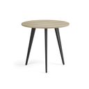 Couchtisch PRIMO VIBE, Durchmesser 80 cm, schwarzes Metallgestell, Eiche natur