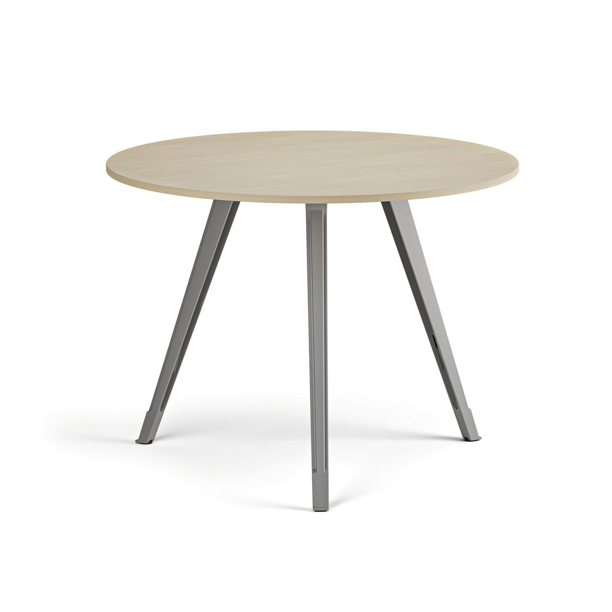Couchtisch PRIMO ZEN, Durchmesser 100 cm, graues Fußgestell, Birke