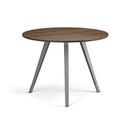 Couchtisch PRIMO ZEN, Durchmesser 100 cm, graues Fußgestell, Nussbaum