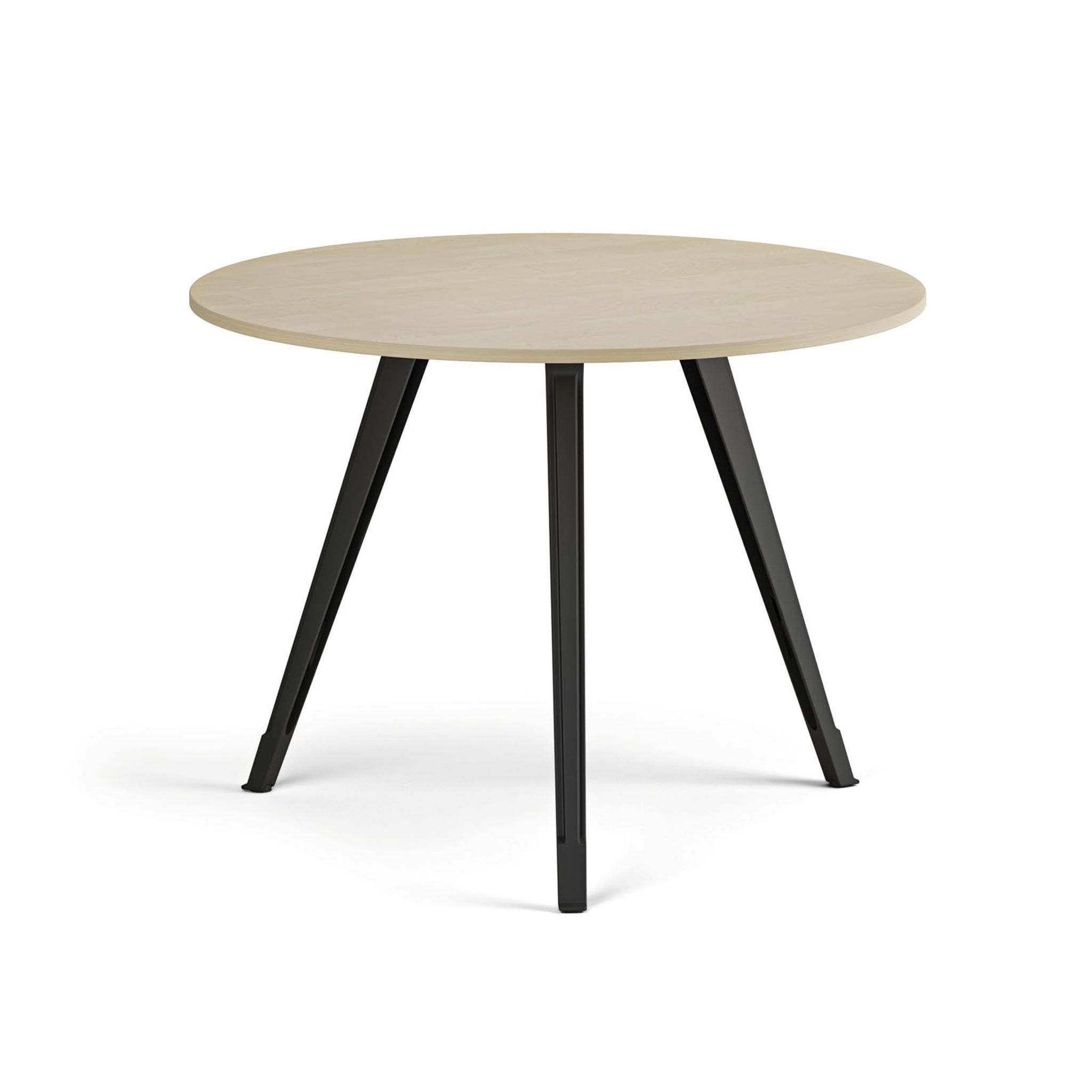 Couchtisch PRIMO ZEN, Durchmesser 100 cm, schwarzes Fußgestell, Birke