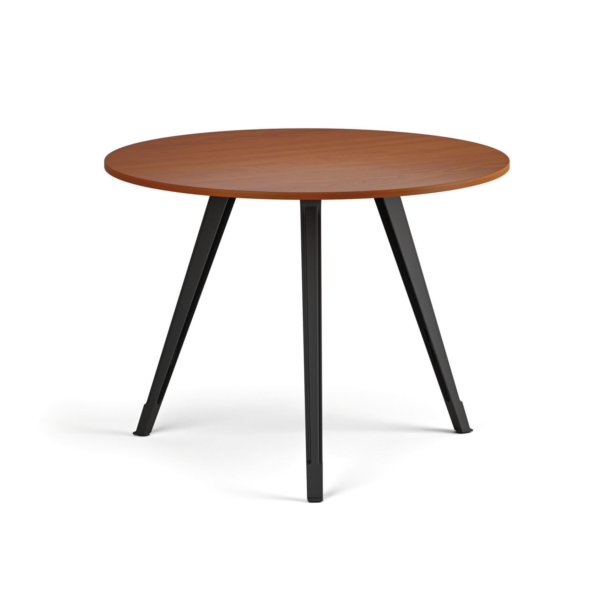 Couchtisch PRIMO ZEN, Durchmesser 100 cm, schwarzes Fußgestell, Kirschbaum