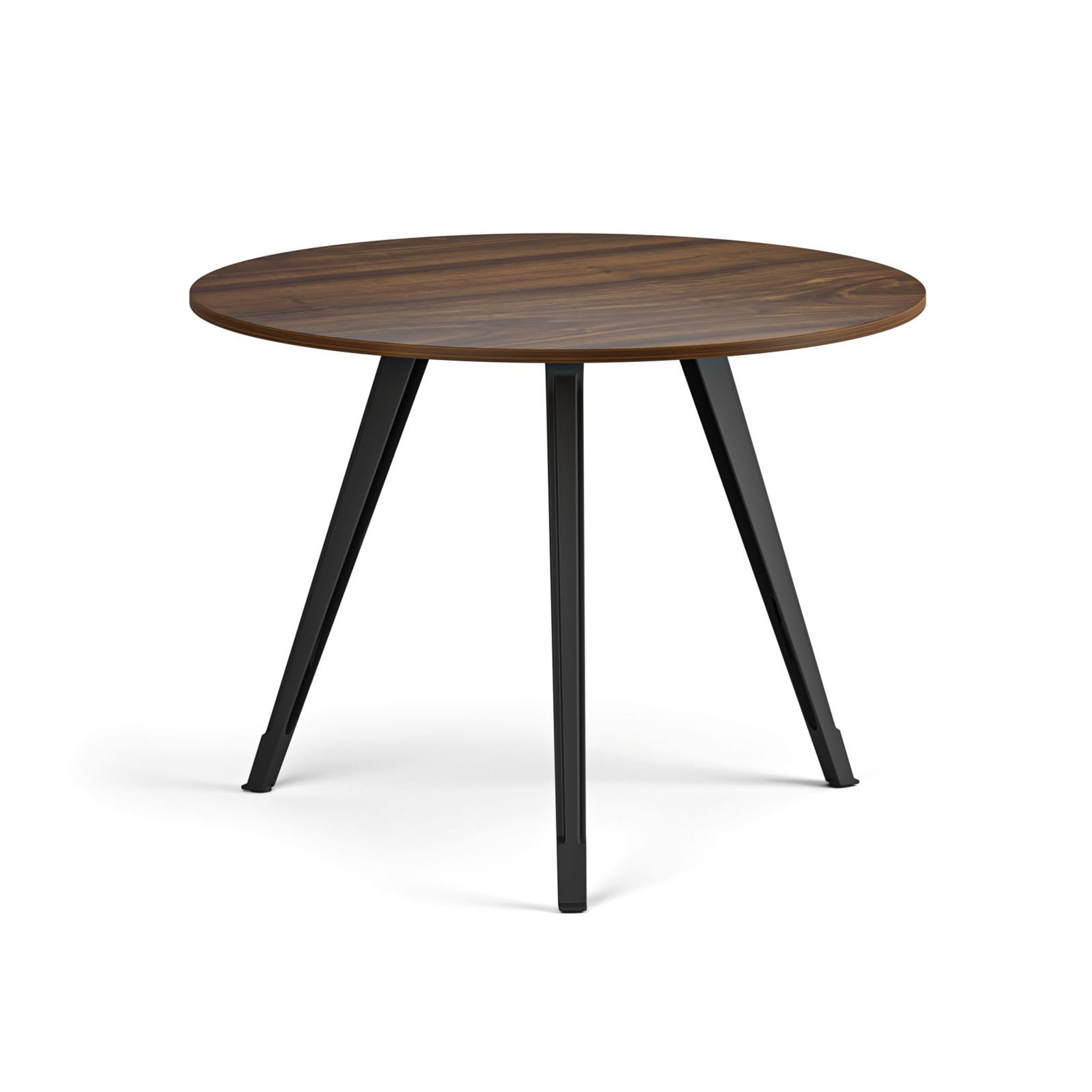 Couchtisch PRIMO ZEN, Durchmesser 100 cm, schwarzes Fußgestell, Nussbaum