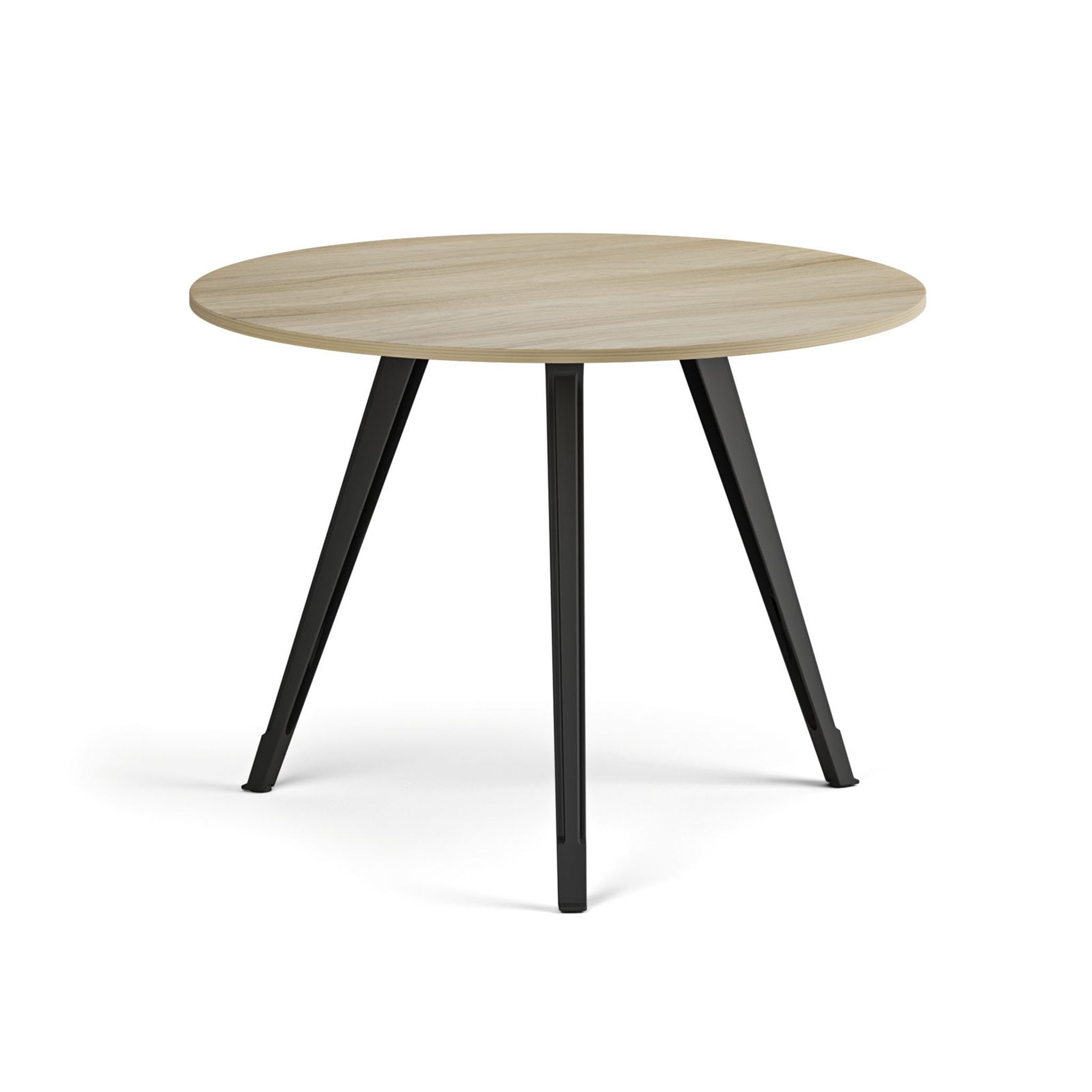 Couchtisch PRIMO ZEN, Durchmesser 100 cm, schwarzes Metallgestell, Eiche natur