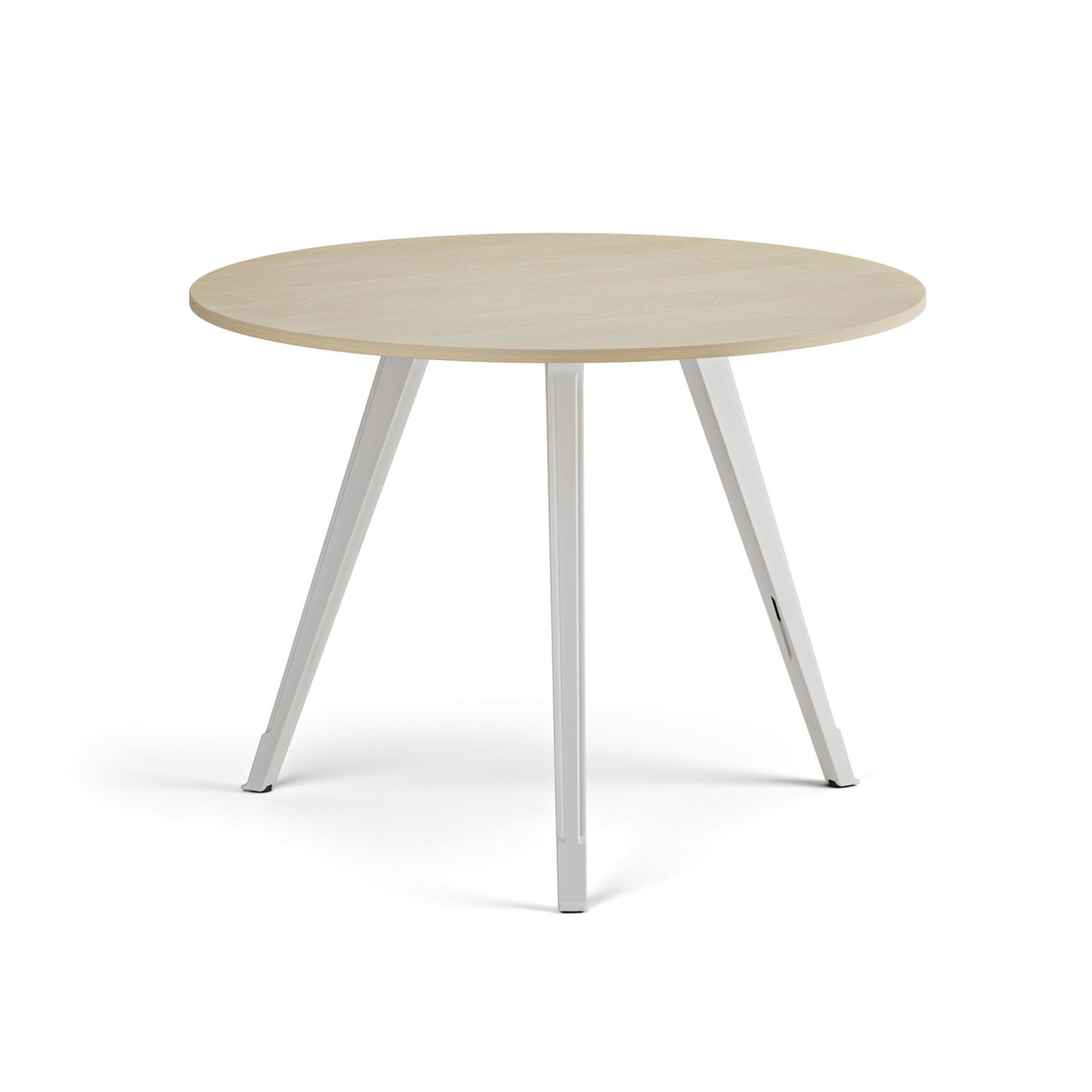 Couchtisch PRIMO ZEN, Durchmesser 100 cm, weißes Fußgestell, Birke