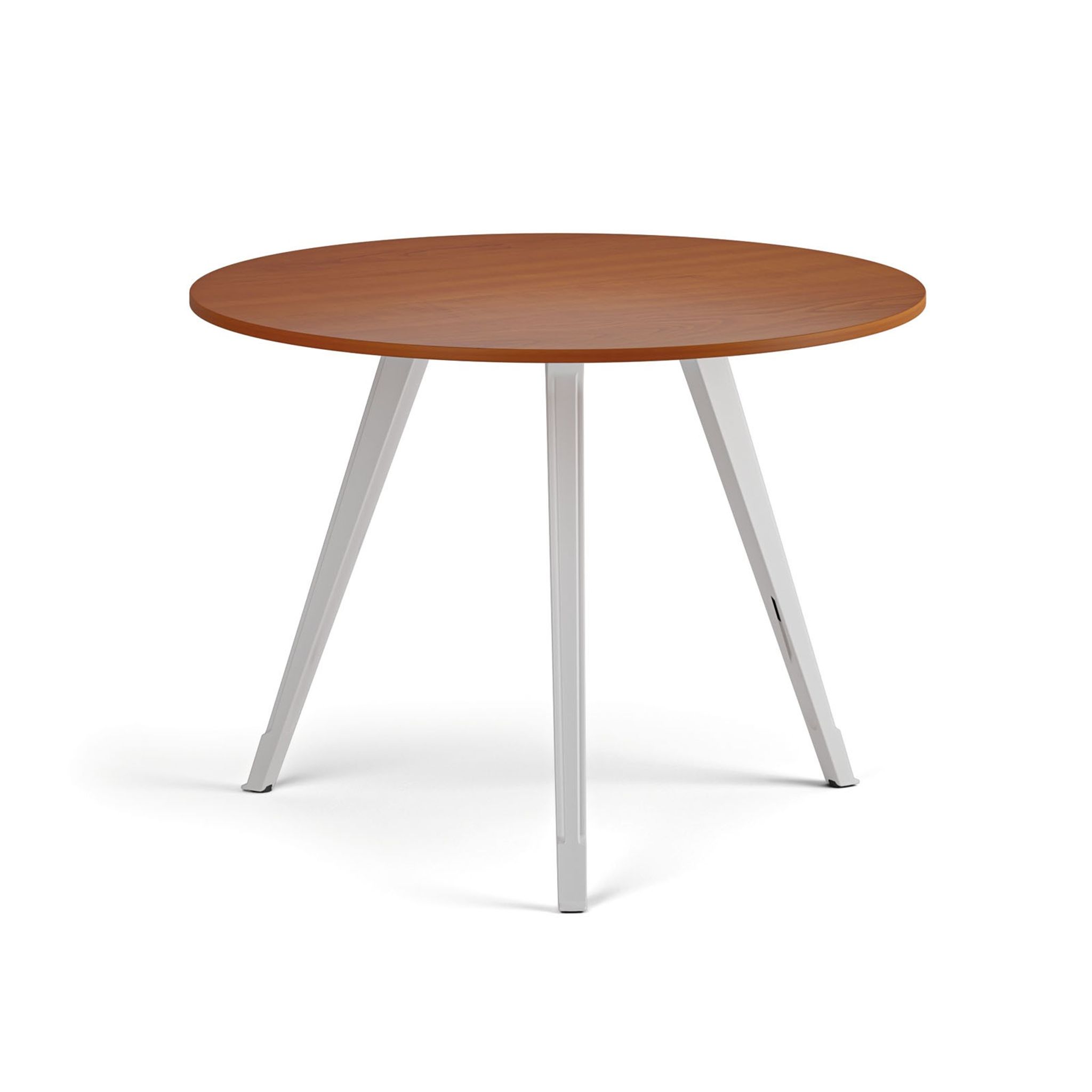 Couchtisch PRIMO ZEN, Durchmesser 100 cm, weißes Fußgestell, Kirschbaum