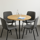 Couchtisch PRIMO ZEN, Durchmesser 120 cm, schwarzes Metallgestell, Buche