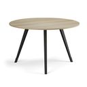 Couchtisch PRIMO ZEN, Durchmesser 120 cm, schwarzes Metallgestell, Eiche natur