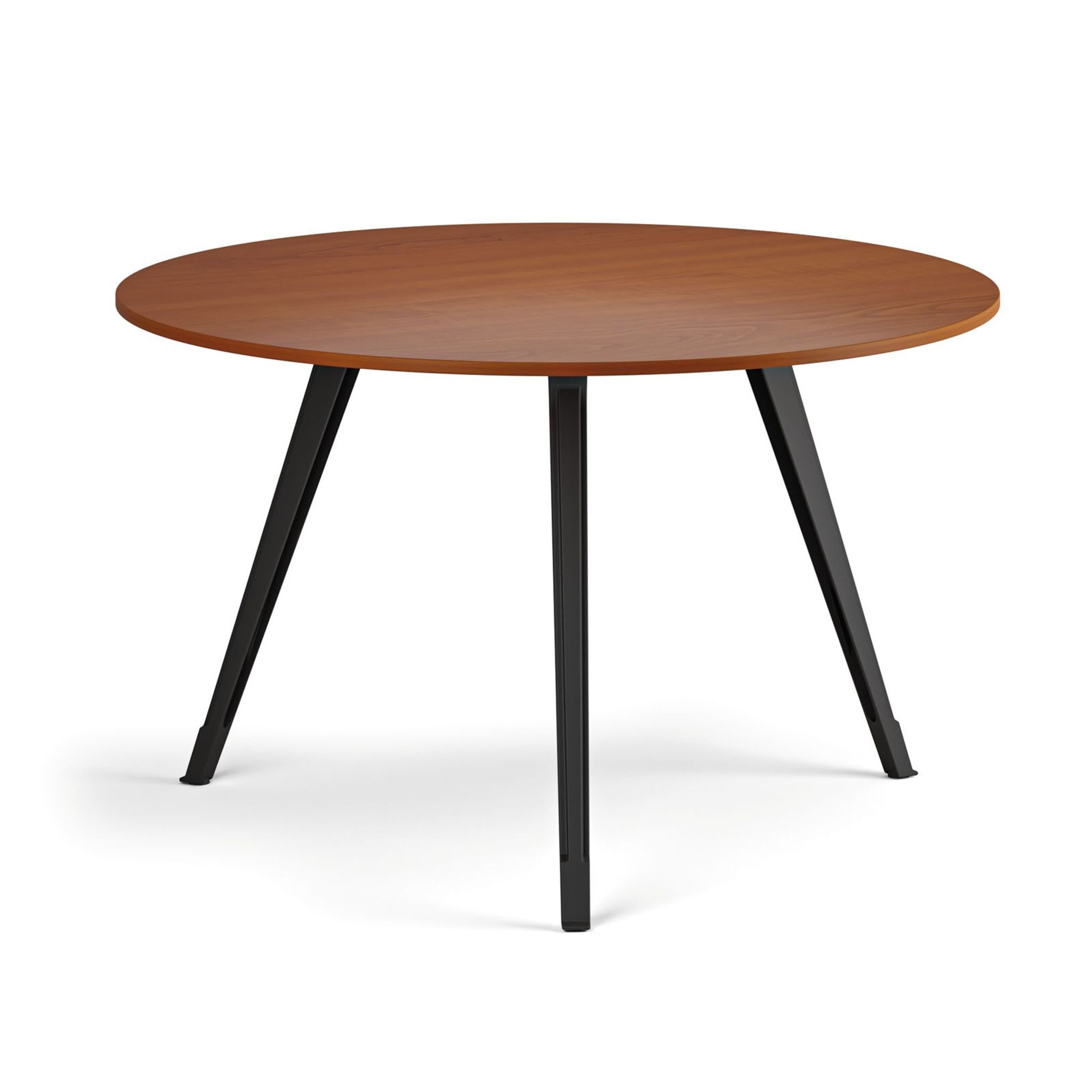 Couchtisch PRIMO ZEN, Durchmesser 120 cm, schwarzes Metallgestell, Kirschbaum