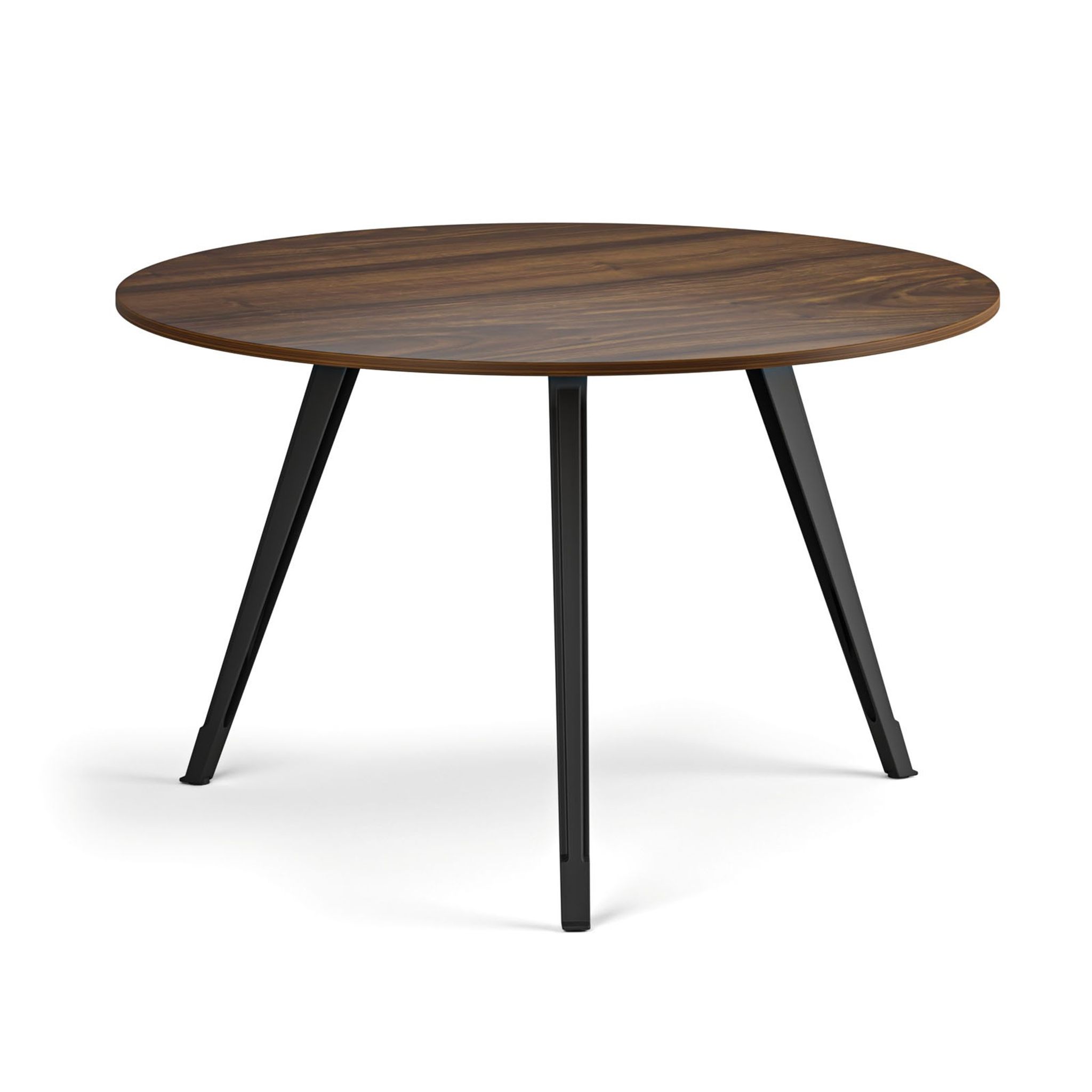 Couchtisch PRIMO ZEN, Durchmesser 120 cm, schwarzes Metallgestell, Nussbaum