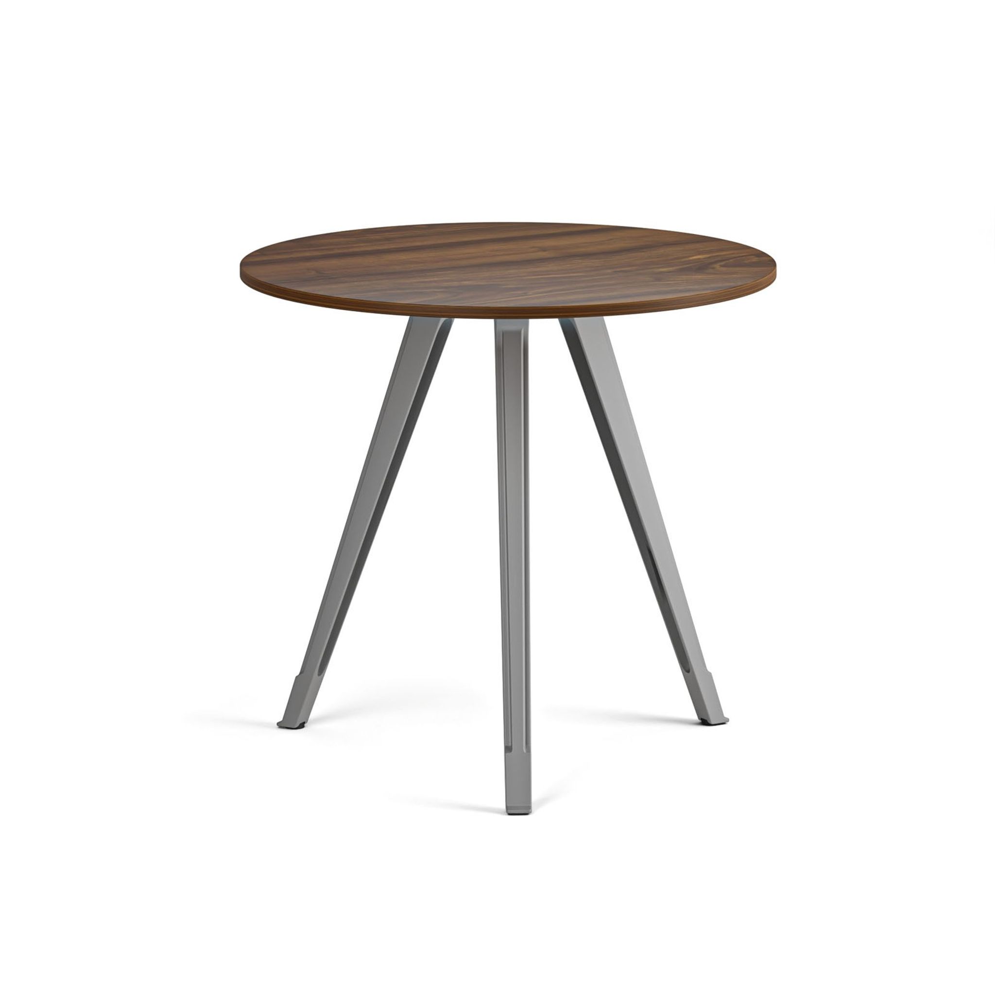 Couchtisch PRIMO ZEN, Durchmesser 80 cm, graues Fußgestell, Nussbaum