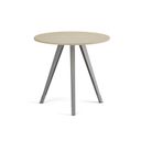 Couchtisch PRIMO ZEN, Durchmesser 80 cm, graues Metallgestell, Birke