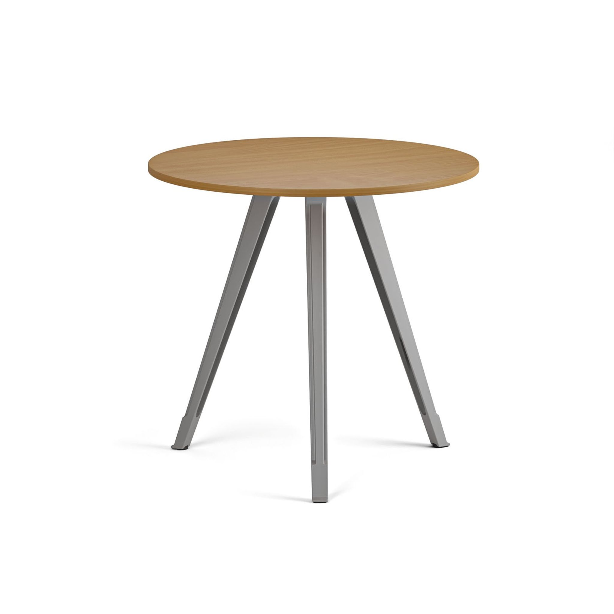 Couchtisch PRIMO ZEN, Durchmesser 80 cm, graues Metallgestell, Buche