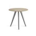 Couchtisch PRIMO ZEN, Durchmesser 80 cm, graues Metallgestell, Eiche natur