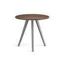 Couchtisch PRIMO ZEN, Durchmesser 80 cm, graues Metallgestell, Nussbaum