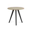 Couchtisch PRIMO ZEN, Durchmesser 80 cm, schwarzes Metallgestell, Eiche natur