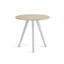Couchtisch PRIMO ZEN, Durchmesser 80 cm, weißes Metallgestell, Birke