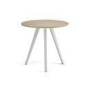 Couchtisch PRIMO ZEN, Durchmesser 80 cm, weißes Metallgestell, Eiche natur