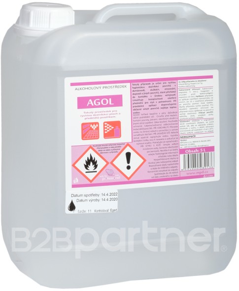 AGOL - Alkoholowy środek dezynfekujący do spryskiwania powierzchni i przedmiotów, 5 l