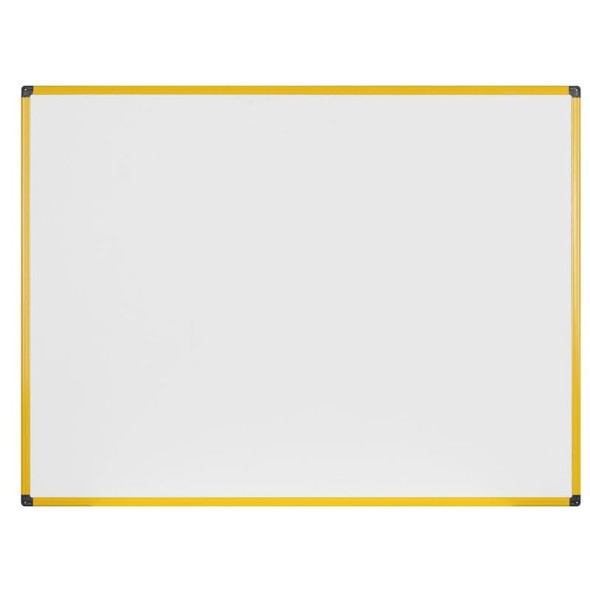 Bi-Office Whiteboard an der Wand, magnetisch, gelber Rahmen, 1200 x 900 mm