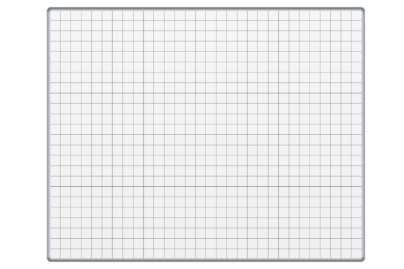 Biała ceramiczna tablica do pisania markerami z nadrukiem ekoTAB, 1500 x 1200 mm, kwadraty/siatka