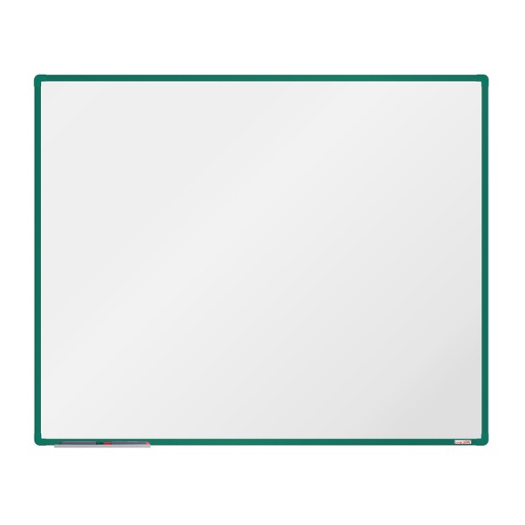 Biała magnetyczna tablica do pisania boardOK 1500 x 1200 mm, zielona rama