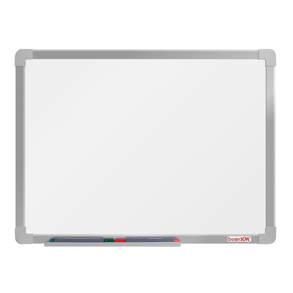 Biała magnetyczna tablica do pisania boardOK 600 x 450 mm, anodowana rama