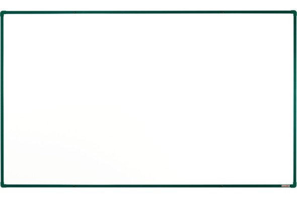 Biela magnetická popisovacia tabuľa s keramickým povrchom boardOK, 2000 x 1200 mm, zelený rám