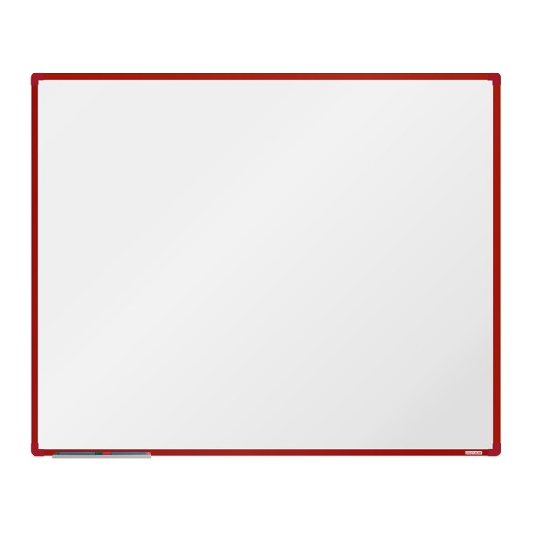 Bílá magnetická popisovací tabule boardOK, 1500 x 1200 mm, červený rám