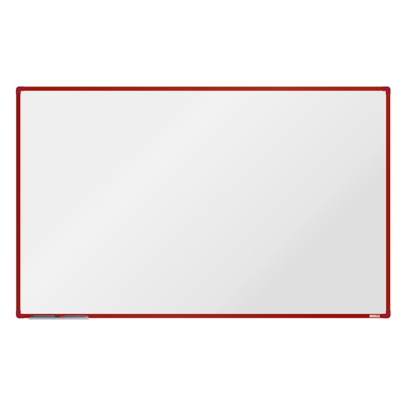 Bílá magnetická popisovací tabule boardOK, 2000 x 1200 mm, červený rám
