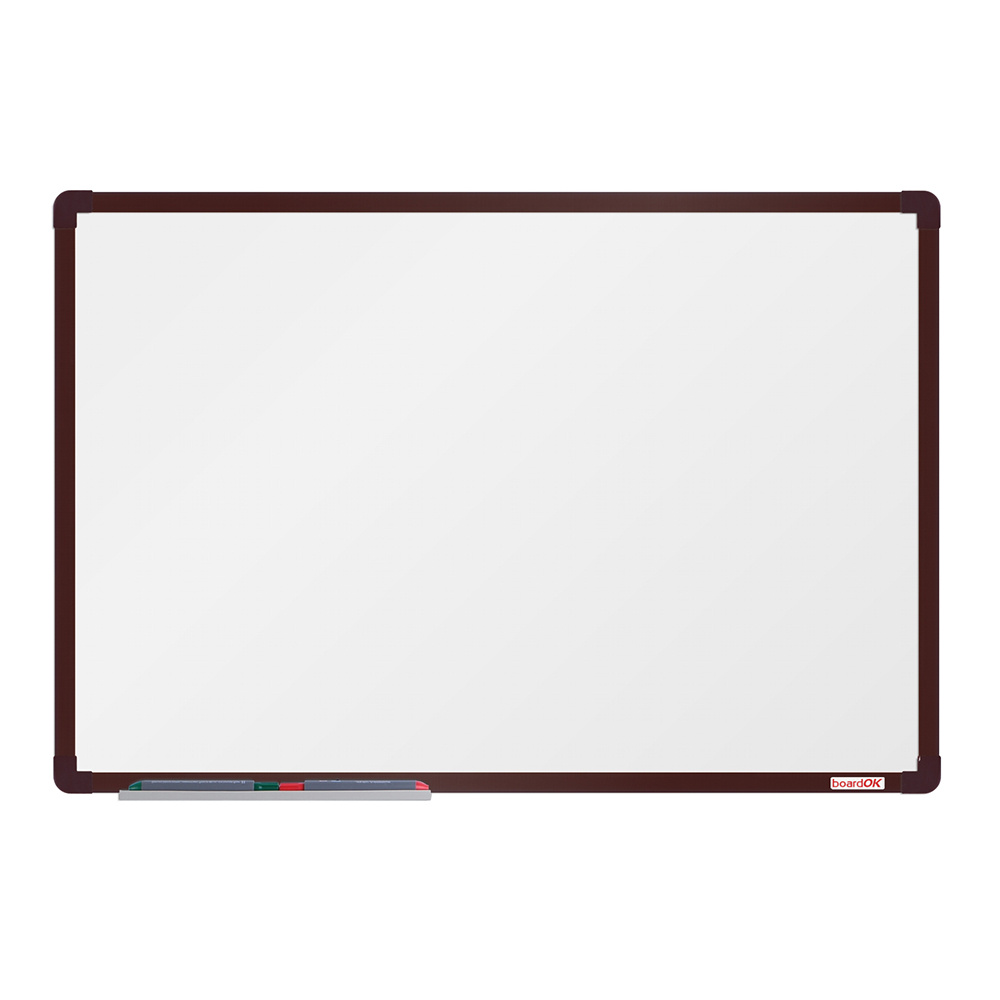 Bílá magnetická popisovací tabule boardOK, 600 x 900 mm, hnědý rám