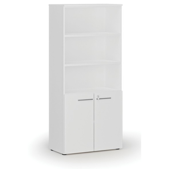 Büro-Kombischrank PRIMO WHITE, Tür auf 2 Etagen, 1781 x 800 x 420 mm, weiß