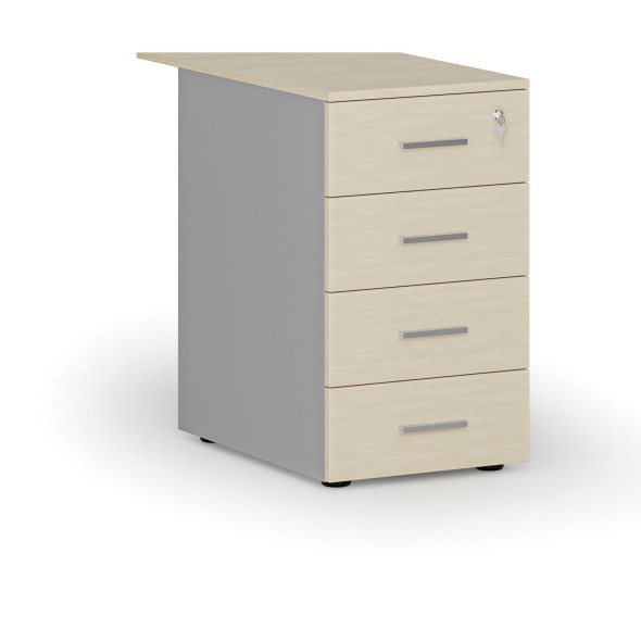 Büro-Schubladencontainer PRIMO GRAY, 4 Schubladen, grau/Birkenfarben