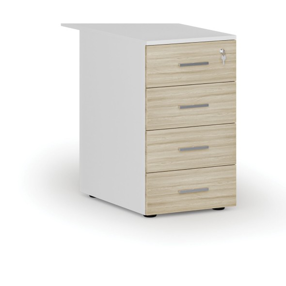Büro-Schubladencontainer PRIMO WHITE, 4 Schubladen, Eiche weiß/natur