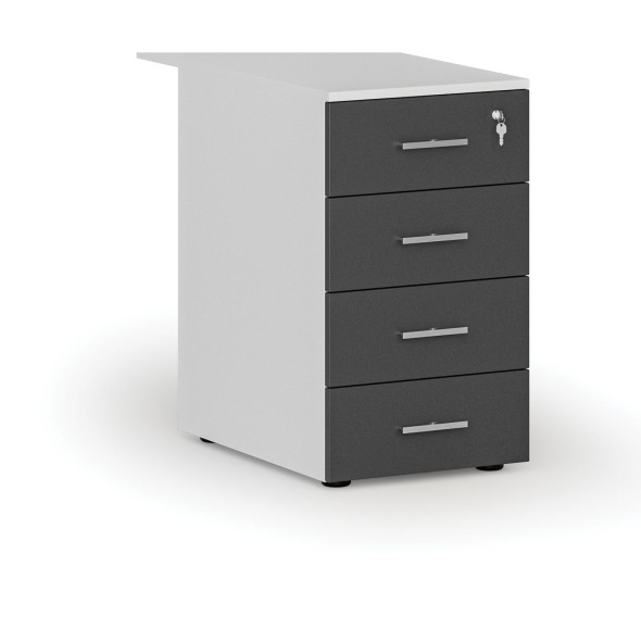 Büro-Schubladencontainer PRIMO WHITE, 4 Schubladen, weiß/Graphit