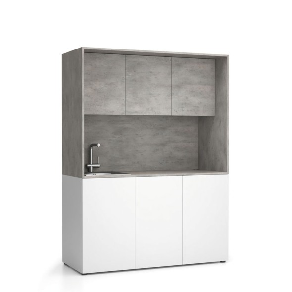 Büroküche NIKA mit Waschbecken und Wasserhahn 1481 x 600 x 2000 mm, Beton, links