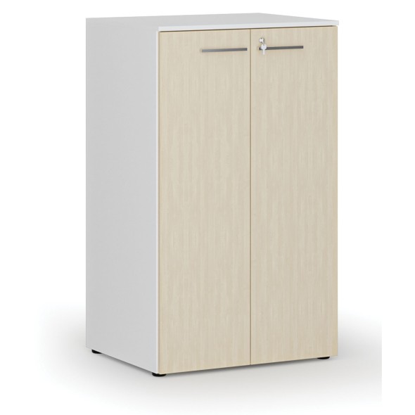 Büroschrank mit Tür PRIMO WHITE, 3 Einlegeböden, 1335 x 800 x 640 mm, Weiß/Birke