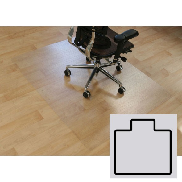 Bürostuhlunterlage für Hartböden - Polycarbonat, T-Form, 1340 x 1200 mm