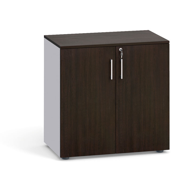 Büroschrank mit Tür PRIMO, 740 x 800 x 420 mm, grau / Wenge