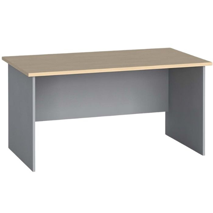 Büroschreibtisch PRIMO FLEXI, gerade 1400 x 800 mm, grau / Birke