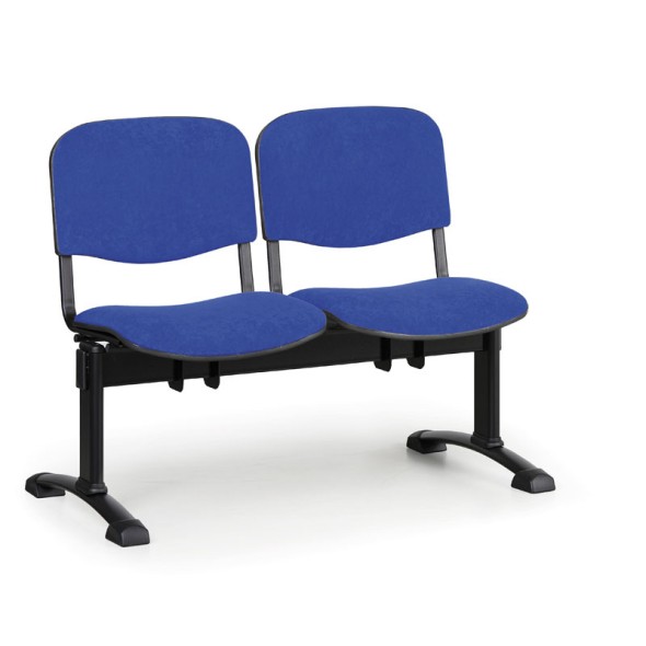 Čalouněná lavice do čekáren VIVA, 2-sedák, modrá, černé nohy