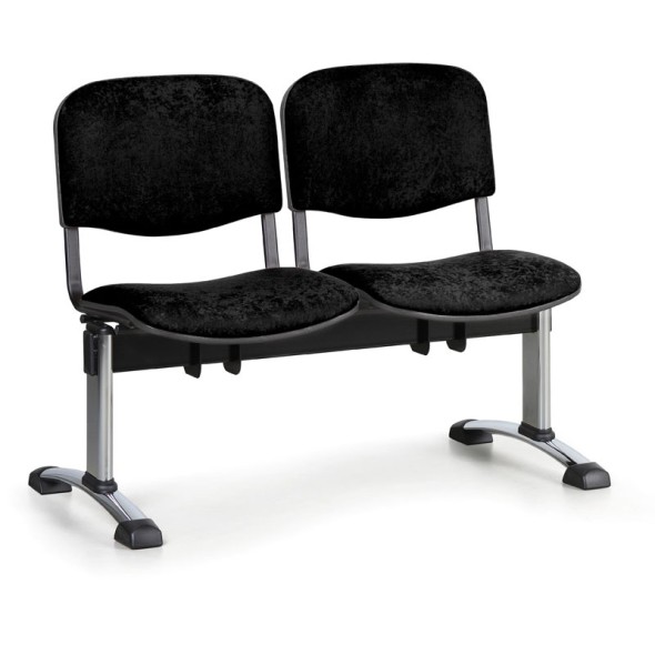 Čalúnená lavica do čakární VIVA, 2-sedadlo, čierna, chrómované nohy