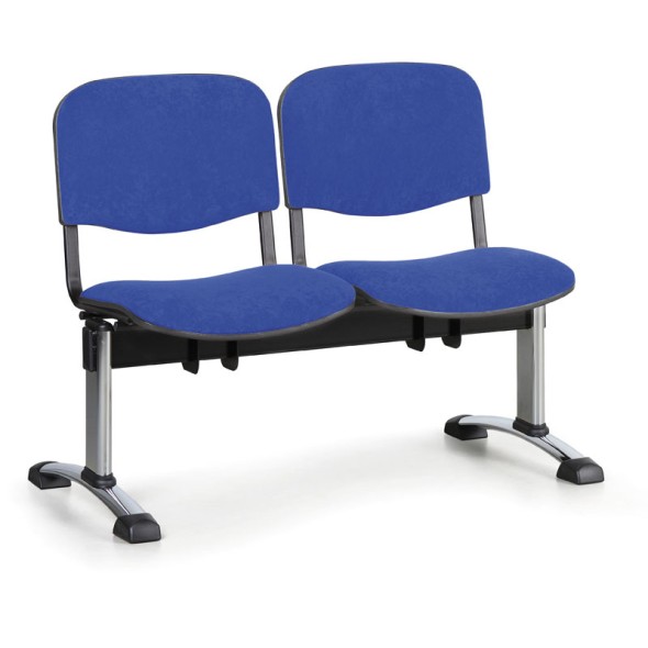 Čalúnená lavica do čakární VIVA, 2-sedadlo, modrá, chrómované nohy
