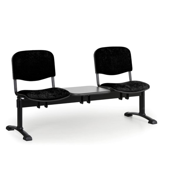 Čalúnená lavica do čakární VIVA, 2-sedadlo, so stolíkom, čierna, čierne nohy