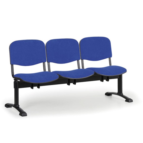 Čalúnená lavica do čakární VIVA, 3-sedadlo, modrá, čierne nohy
