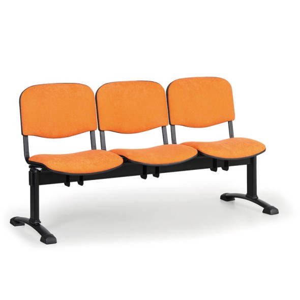 Čalúnená lavica do čakární VIVA, 3-sedadlo, oranžová, čierne nohy