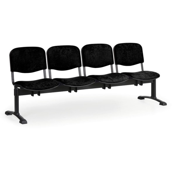 Čalúnená lavica do čakární VIVA, 4-sedadlo, čierna, čierne nohy