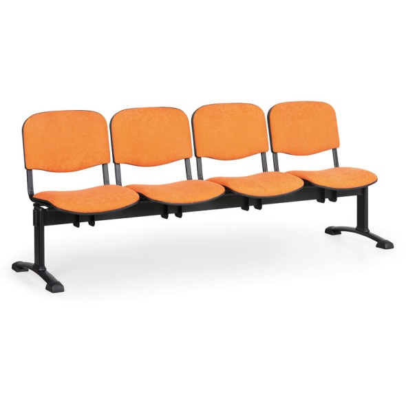Čalúnená lavica do čakární VIVA, 4-sedadlo, oranžová, čierne nohy