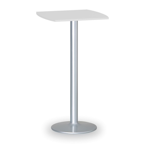 Cocktailtisch, Partytisch OLYMPO II, 66x66 cm, graues Fußgestell, Platte weiße